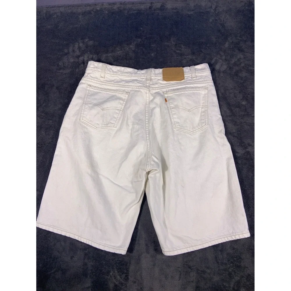 Vintage Levi's Orange Tab White Denim Shorts Men's Relaxed Fit 90s EU 35
